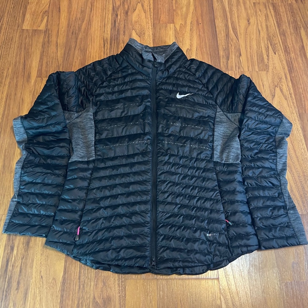 Nike Golf Aeroloft Jacket Womens Medium Black Puffer Hybrid Full Zip 685450-010